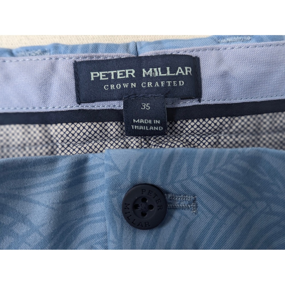 Peter Millar Crown Crafted Mens 35 Blue Palm Leaf Performance Golf Shorts - Picture 10 of 11